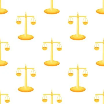 Golden Balance Scale Seamless Pattern Representing Justice and Law Stock-Illustration