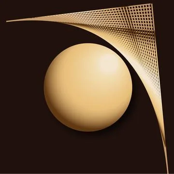 Golden ball with 3d efect. Gradient geometrix object. Stock Illustration
