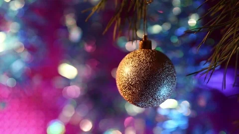 Golden ball on blue background bottom light Video stock 70151733