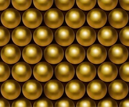 Golden ball seamless pattern. Vector realistic golden ball seamless background. Stock Illustration