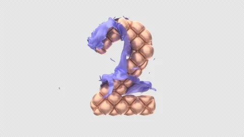 Golden Balloon Digit 2 Taking Off Blue Shell. 4K 3D animation on Alpha. Stock Footage 267355700