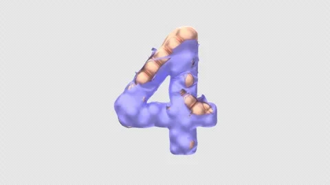 Golden Balloon Digit 4 Taking Off Blue Shell. 4K 3D animation on Alpha. Stock Footage 267355614