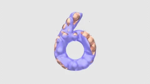 Golden Balloon Digit 6 Taking Off Blue Shell. 4K 3D animation on Alpha. Stock Footage 267355544