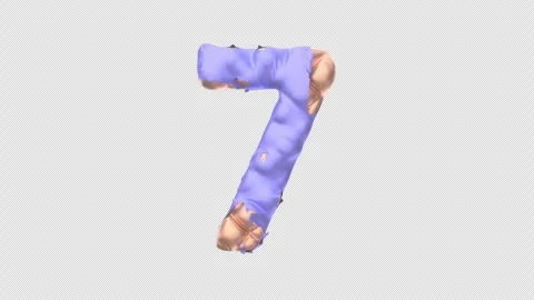 Golden Balloon Digit 7 Taking Off Blue Shell. 4K 3D animation on Alpha. Stock Footage 267355507