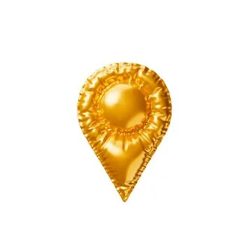 Golden balloon Map Point. 3d render illustration 스톡 일러스트