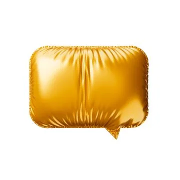 Golden balloon Speech Bubble. 3d render illustration 库存插图