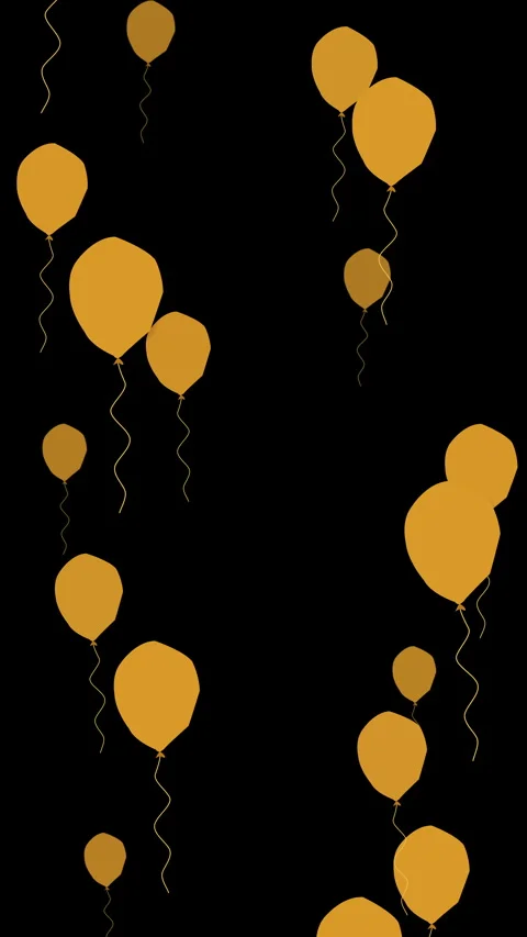 Golden balloons floating animation looping footage on black background Stock Footage 346642271