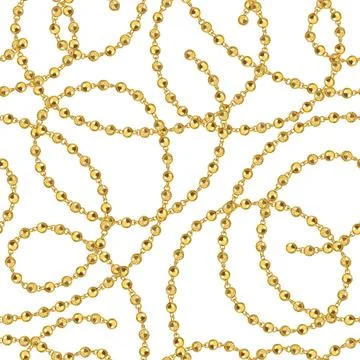 Golden balls chains isolated on white background. Seamless jewelry vector Stock Illustration