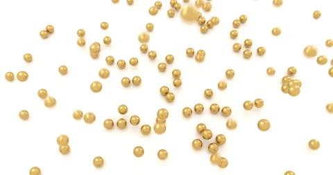 Golden balls falling on white background in slow motion Stock Footage 168148805