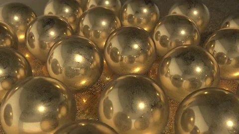 Golden Balls on golden table Stock Footage