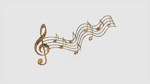Golden banner of musical notes and clef, alpha channel Vidéo 299618306