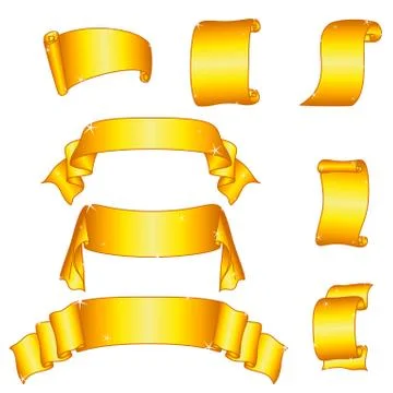 Golden banners, set Stock Illustration