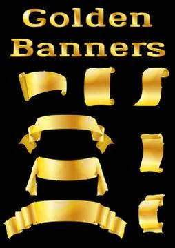 Golden Banners, Set Stock Illustration