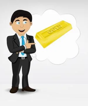 Golden bar in bubble idea concept of man in suit vector illustration Illustrazione stock