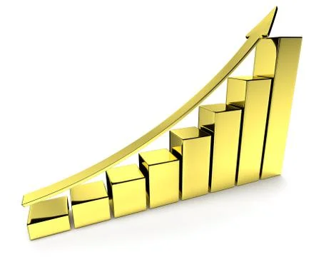 Golden bar-chart with arrow Stock Illustration