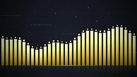 Golden Bar Chart Rising and Falling: Financial Growth, Economic Data, Stock.. Stock Footage 346660269