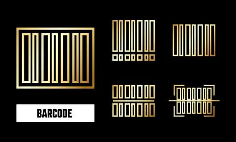 Golden Barcode Icon Vector Illustration Stock Illustration