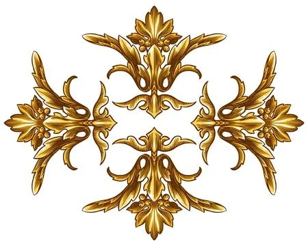 Golden Barocco, baroque or rococo vintage floral elements and swirls with Stock Illustration