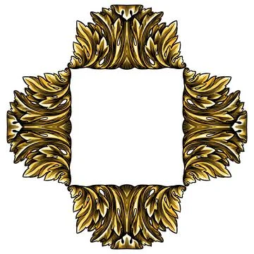 Golden Barocco, baroque or rococo vintage frame or borders with copy space 库存插图