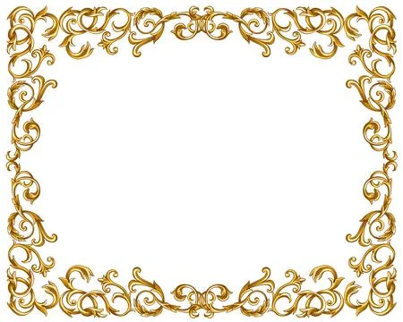 Golden Barocco, baroque or rococo vintage frame or borders with copy space 库存插图