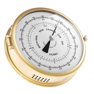Golden Barometer, analog barometer. 3D rendering Stock Illustration