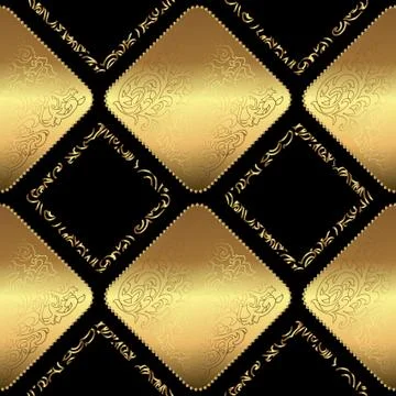 Golden Baroque floral pattern. 3d decorative seamless background. Geometric Stock Illustration