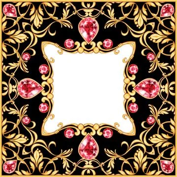 Golden baroque frame Stock Illustration