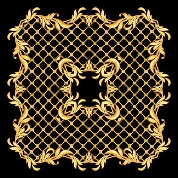 Golden baroque frame Stock Illustration
