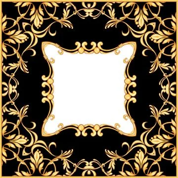 Golden baroque frame Stock Illustration