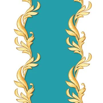 Golden baroque semless border Stock Illustration