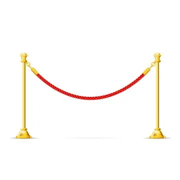 Golden barricade with red rope - barrier rope, vip zone Stock Illustration