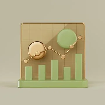 Golden Bars Chart Graph Diagram Statistical Business Infographic. 3d Renderin Stock Illustration