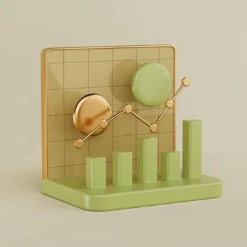 Golden Bars Chart Graph Diagram Statistical Business Infographic. 3d Renderin Stock Illustration