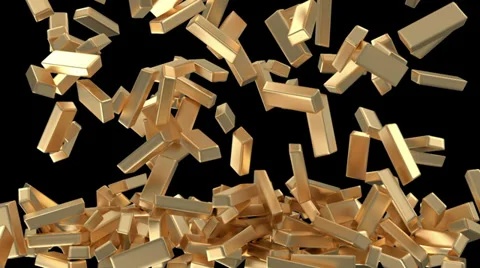 Golden Bars Falling Stock Footage 33248933