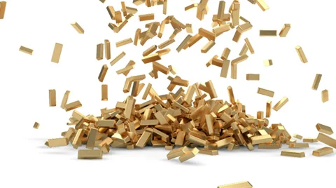 Golden Bars Falling Stock Footage 33268735