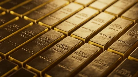 Golden Bars Stacked In A Vault Create Wealth, Luxury Stock Footage 320055990