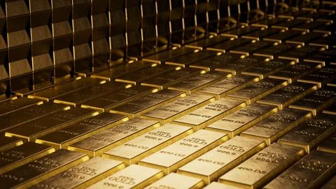 Golden Bars Stacked In A Vault Create Wealth, Luxury Stock Illustration