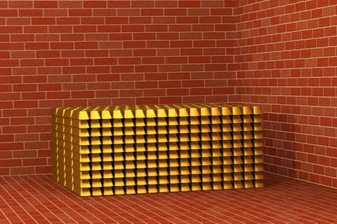 Golden bars in a vault Ilustración de archivo