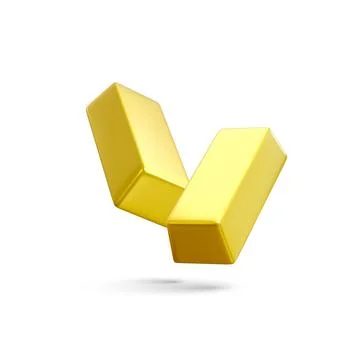 Golden Bars on white background. 3d Rendering gold. Vector illustration. イラスト素材