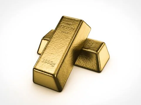 Golden bars on white background Stock Illustration