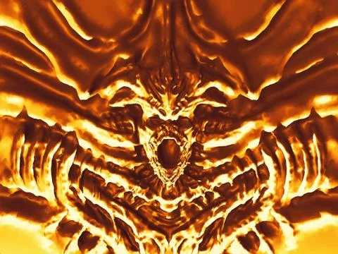 Golden bas-relief devil with horns. 3d illustration Stock Illustration