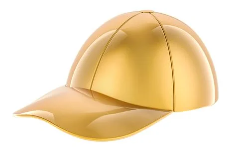 Golden baseball cap. 3D rendering Illustrazione stock