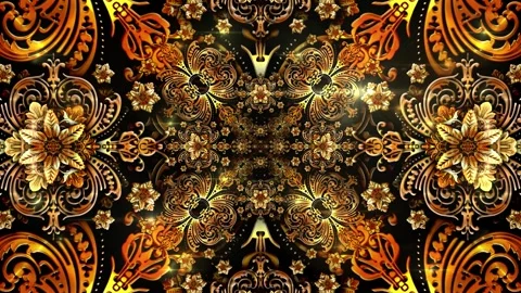 Golden Batik Ornaments Background Видео 345045038