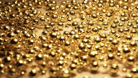 Golden beads. beads close-up. macro.gold . Stock Footage 221619692