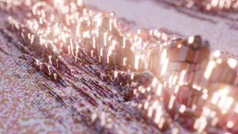 The golden beams flow through the space in a continuous loop. Stock Footage 314413218