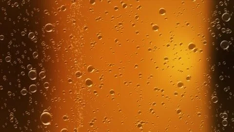 Golden beer bubbles come up 3d illustration Stock Illustration
