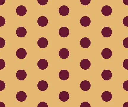 Golden Beige Vector Seamless Pattern with burgundy red Polka Dots. Vintage style Stock Illustration