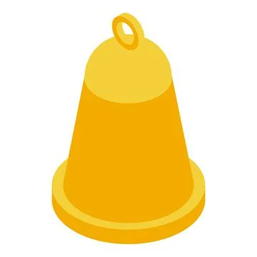 Golden bell icon symbolizing notifications and alerts in isometric view Stock Illustration