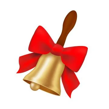 Golden Bell with red bow. Vector illustration Stock Illustration