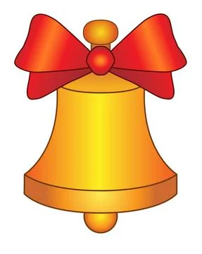 Golden Bell with a red bow - vector full color picture for coloring. Stock-Illustration